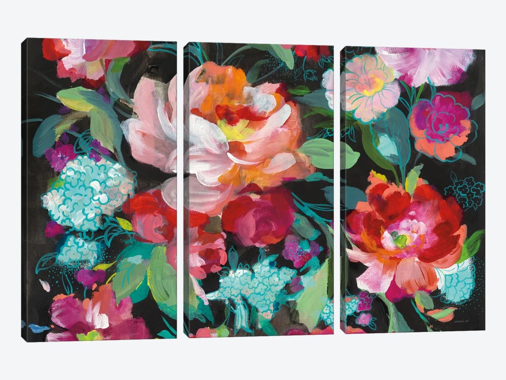 Bright Floral Medley Crop by Danhui Nai 3-piece Canvas Art