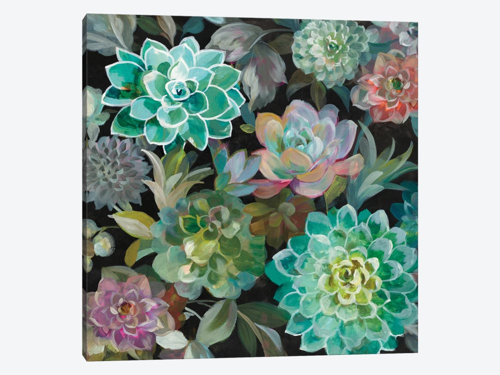 Floral Succulents In Zoom 1-piece Canvas Print