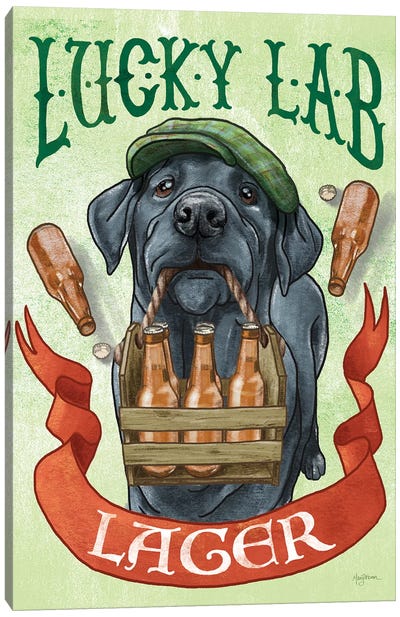 Beer Dogs V Canvas Art Print - Labrador Retriever Art