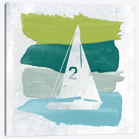 Seaside Swatch Sailboat Canvas Print #WAC7322} by Moira Hershey Canvas Artwork