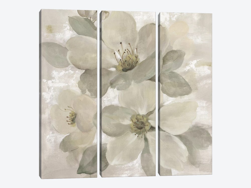 White On White Floral I by Silvia Vassileva 3-piece Canvas Artwork