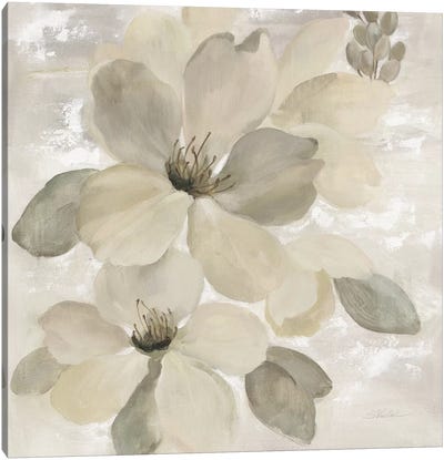 White On White Floral II Canvas Art Print - Silvia Vassileva