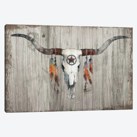 Longhorn On Dark Gray Wood Canvas Print #WAC7536} by Avery Tillmon Canvas Art