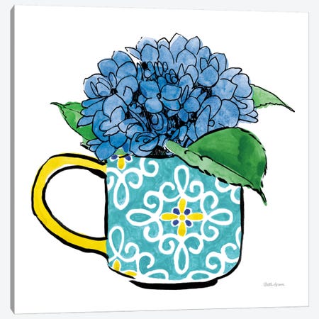 Floral Teacups III Canvas Print #WAC7546} by Beth Grove Canvas Art Print