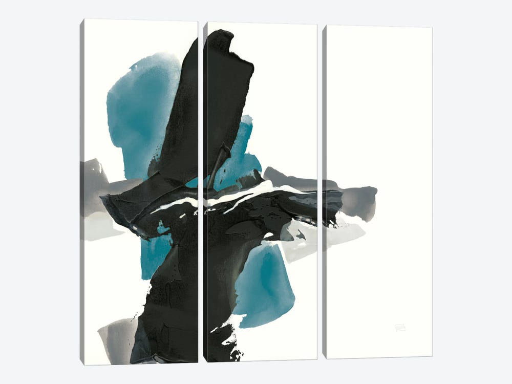 Black And Teal IV by Chris Paschke 3-piece Canvas Art Print