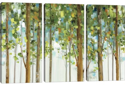 Forest Study I Crop Canvas Art Print - 3-Piece Tree Art