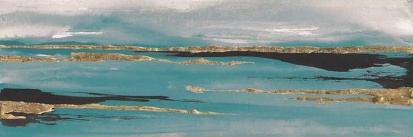 Modern Living Room: Gilded Storm Teal Grey II by Chris Paschke