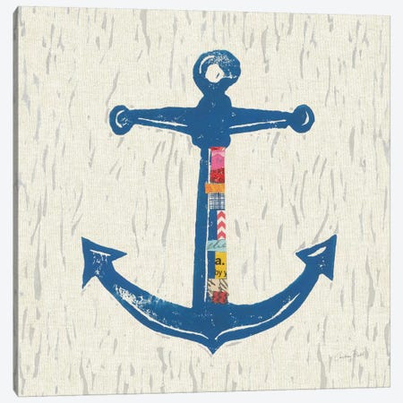Nautical Collage On Linen III Canvas Print #WAC7623} by Courtney Prahl Art Print