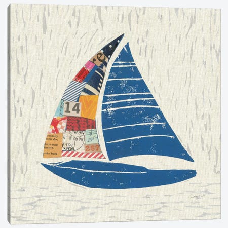 Nautical Collage On Linen IV Canvas Print #WAC7624} by Courtney Prahl Canvas Artwork
