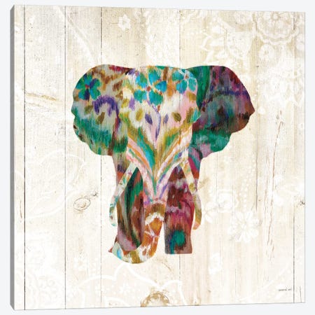 Boho Paisley Elephant III Canvas Print #WAC7633} by Danhui Nai Canvas Artwork