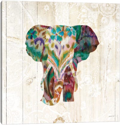 Boho Paisley Elephant III Canvas Art Print - Asian Décor