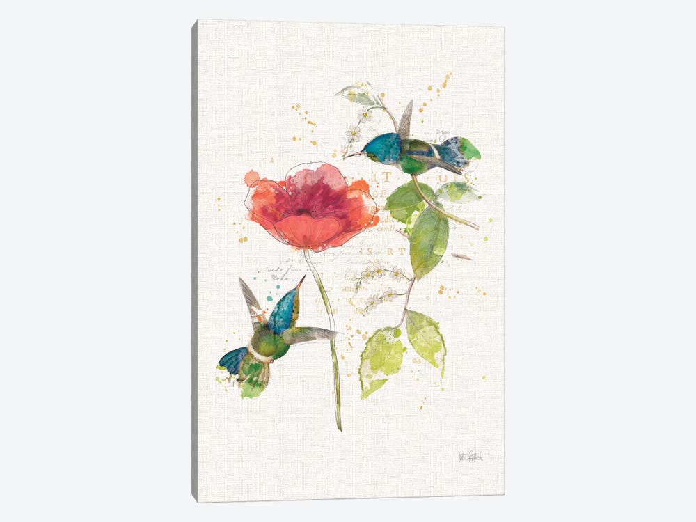 Teal Hummingbirds Flower II by Katie Pertiet 1-piece Canvas Print