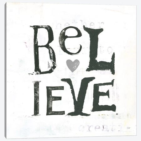 Believe: Gray Hearts Canvas Print #WAC7773} by Kellie Day Art Print