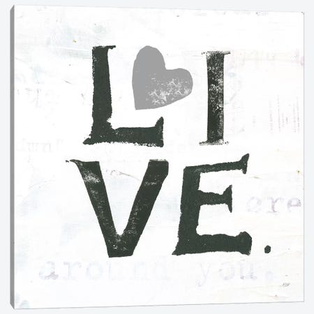 Live: Gray Heart Canvas Print #WAC7775} by Kellie Day Canvas Artwork