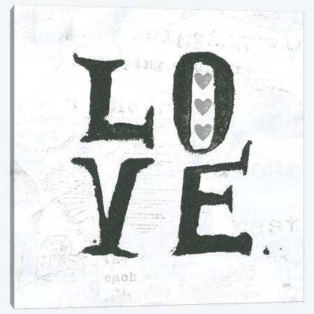 Love: Gray Hearts Canvas Print #WAC7776} by Kellie Day Canvas Wall Art