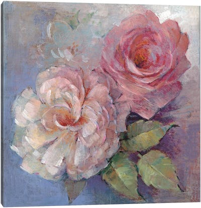 Roses On Blue I Canvas Art Print