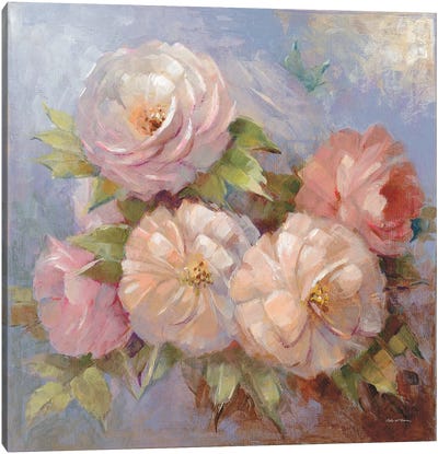 Roses On Blue III Canvas Art Print