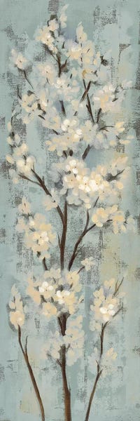 Panoramic Vertical: Almond Branch II: On Light Blue by Silvia Vassileva