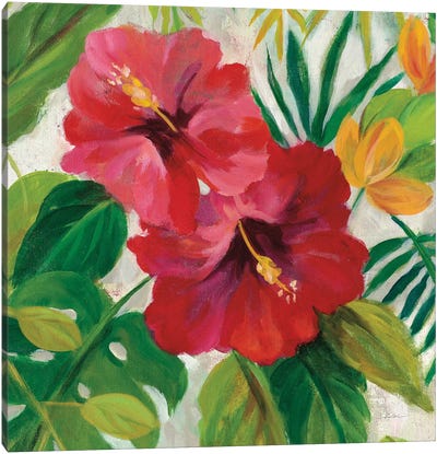 Tropical Jewels I, Detail Canvas Art Print - Hibiscus Art