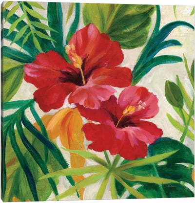 Tropical Jewels II, Detail Canvas Art Print - Hibiscus Art