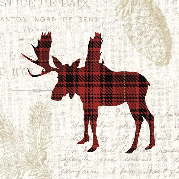 Moose: Plaid Lodge IV by Wild Apple Portfolio