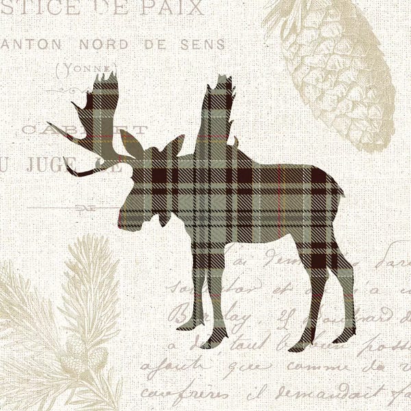 Moose: Plaid Lodge, Tan IV by Wild Apple Portfolio
