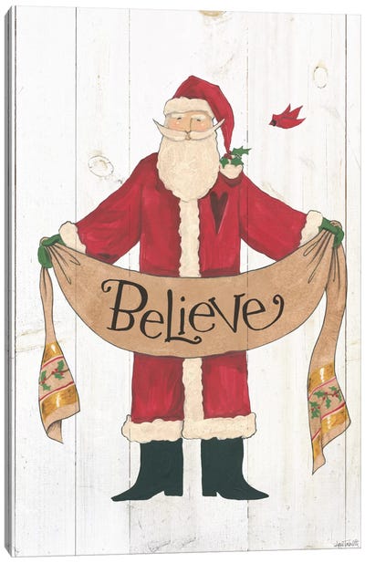 Vintage St. Nick On White Wood Canvas Art Print - Traditional Tidings