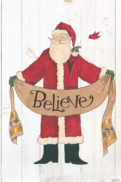 Christmas Signs & Sentiments: Vintage St. Nick On White Wood by Anne Tavoletti