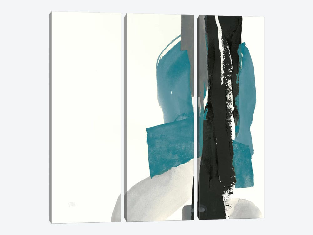 Black And Teal I by Chris Paschke 3-piece Canvas Wall Art
