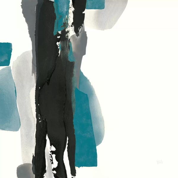 Teal Abstract Art: Black And Teal II by Chris Paschke