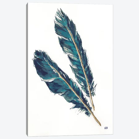 Gold Feathers, Indigo III Canvas Print #WAC8016} by Chris Paschke Canvas Art Print