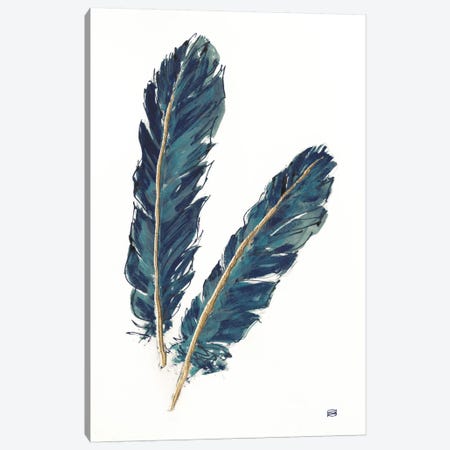 Gold Feathers, Indigo IV Canvas Print #WAC8017} by Chris Paschke Canvas Print