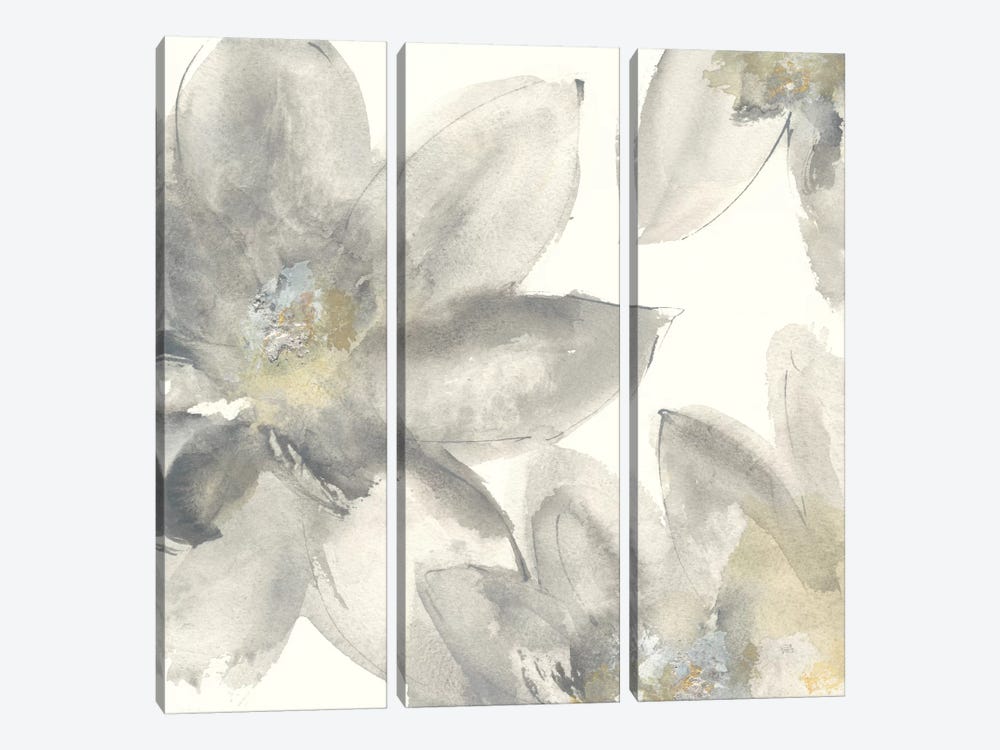 Gray And Silver Flowers I by Chris Paschke 3-piece Canvas Art