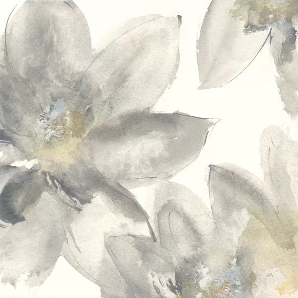 Watercolor Flowers: Gray And Silver Flowers I by Chris Paschke