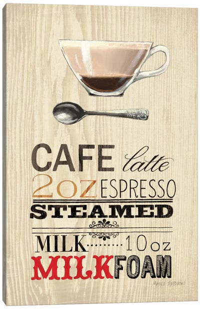 Cafe Latte  Canvas Art Print - Coffee Shop & Cafe