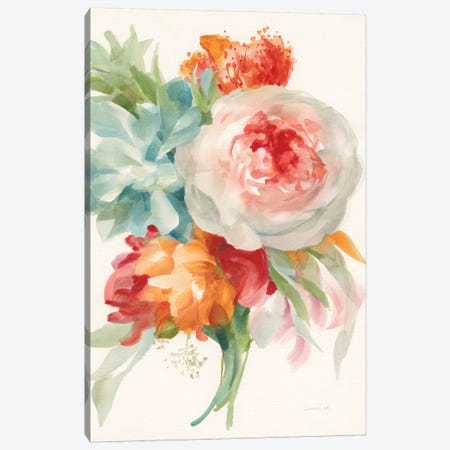 Garden Bouquet, Orange Red I Canvas Print #WAC8036} by Danhui Nai Canvas Print