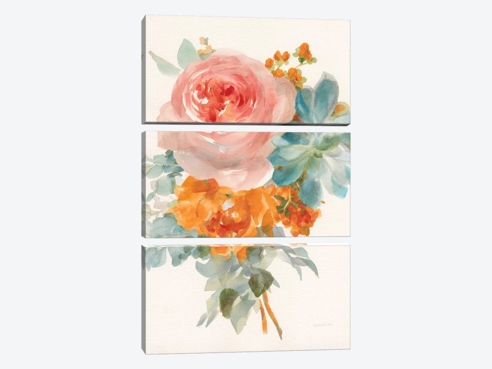 Garden Bouquet, Orange Red II by Danhui Nai 3-piece Canvas Art Print