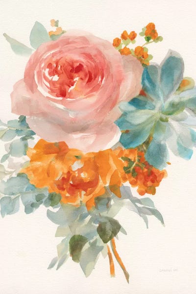 Danhui Nai: Garden Bouquet, Orange Red II by Danhui Nai
