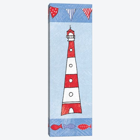 Coastal Lighthouse On Blue I Canvas Print #WAC8076} by Farida Zaman Canvas Art Print