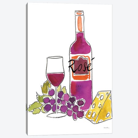 Wine Time: Rose Canvas Print #WAC8080} by Farida Zaman Canvas Art Print