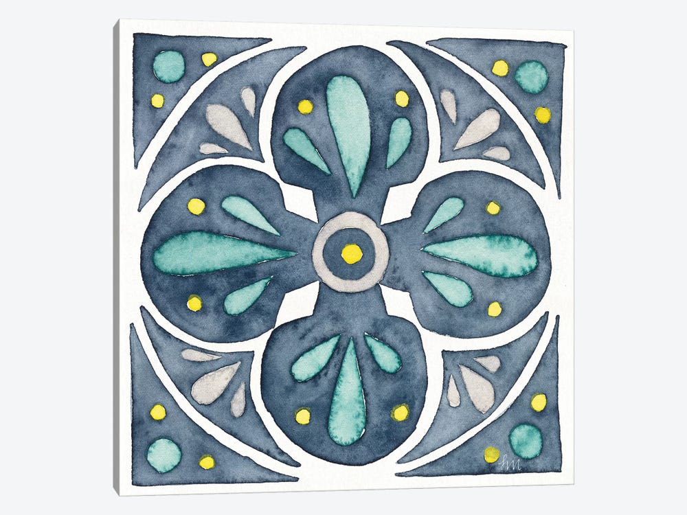 Garden Getaway Tile VI Blue Canvas Wall Art | Laura Marshall | iCanvas