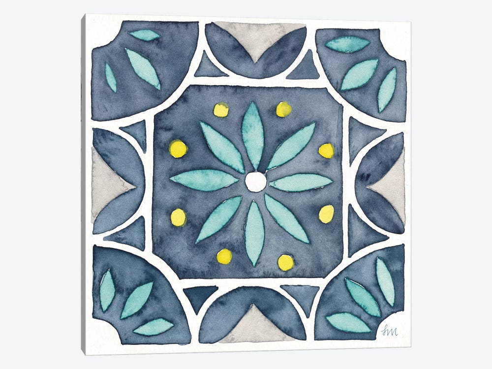 Garden Getaway Tile VIII Blue Canvas - Canvas Artwork | Laura Marshall