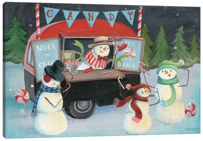 Christmas On Wheels, Light I Canvas Art Print - Warm & Whimsical