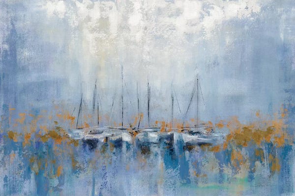 Nautical Living Room: Boats In The Harbor I by Silvia Vassileva