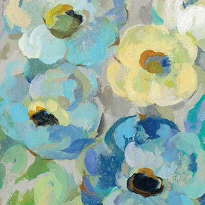 Fresh Teal Flowers II by Silvia Vassileva metal wall art