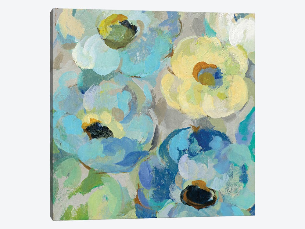 Fresh Teal Flowers II by Silvia Vassileva 1-piece Canvas Art Print