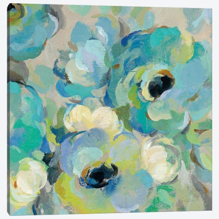 Fresh Teal Flowers III Canvas Print #WAC8244} by Silvia Vassileva Canvas Artwork