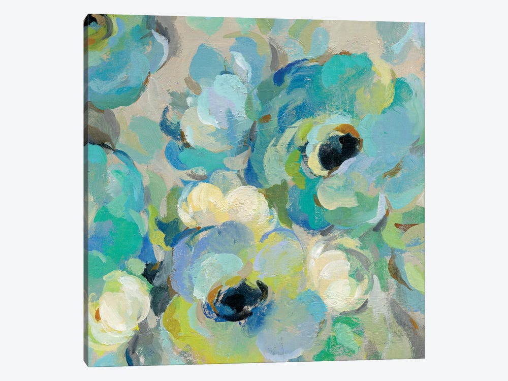 Fresh Teal Flowers III by Silvia Vassileva 1-piece Canvas Art