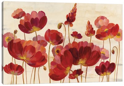 Red Flowers On Cream Canvas Art Print - Silvia Vassileva