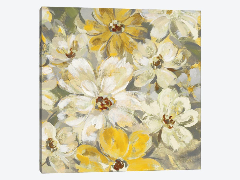 Scattered Spring Petals, Yellow Gray by Silvia Vassileva 1-piece Canvas Artwork